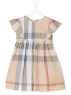 Burberry Kids Checkered Dress, Girl's, Size: 7 Yrs, Nude/neutrals