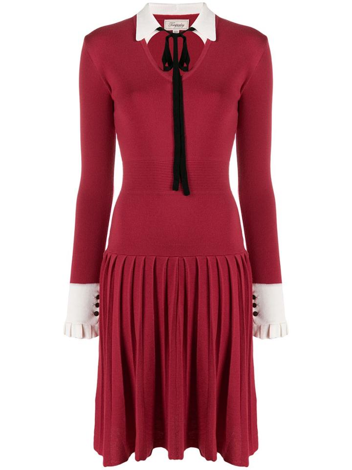 Temperley London Elsie Pleated Midi Dress - Red