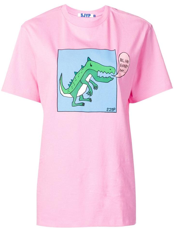 Sjyp Dino Print T-shirt - Pink