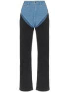 Y / Project Two-tone Reconstructed Denim Jeans - Blue