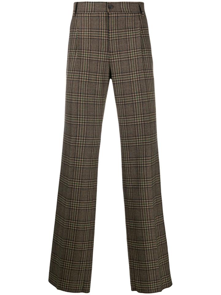 Dolce & Gabbana Stretch Glen Plaid Trousers - Brown