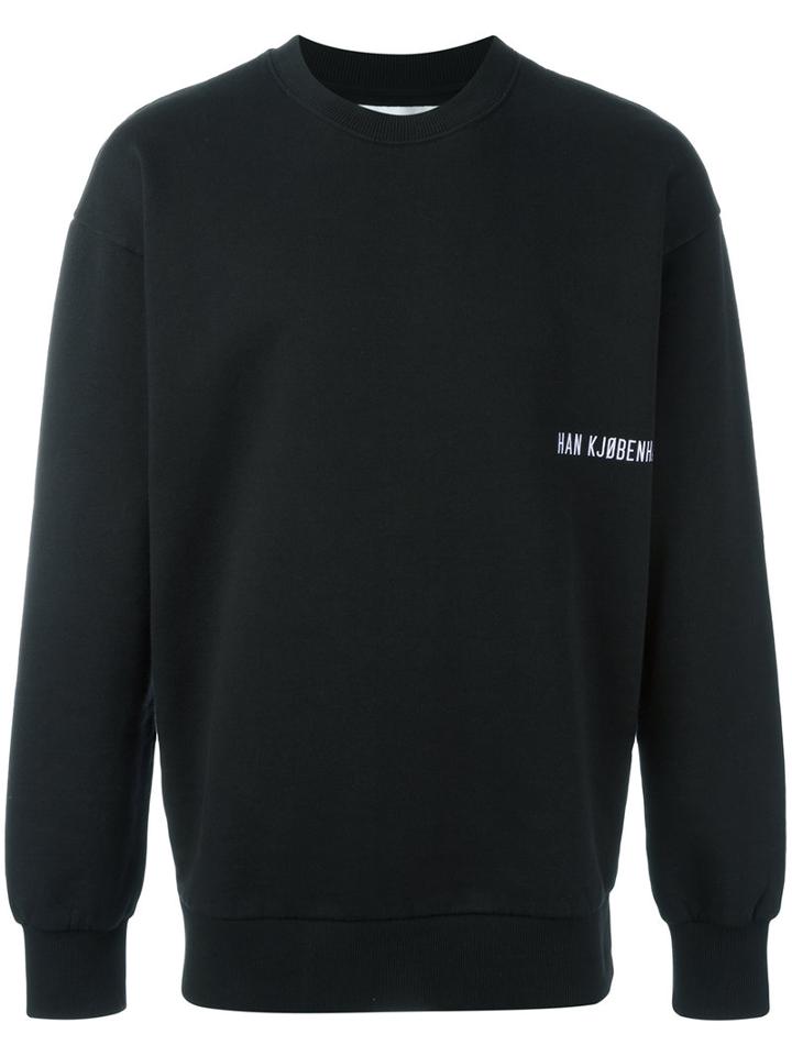 Han Kj0benhavn Logo Print Sweatshirt, Men's, Size: Large, Black, Cotton