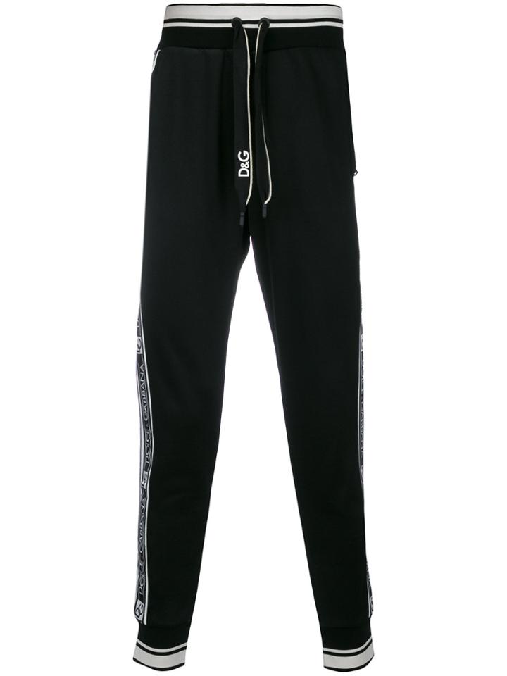 Dolce & Gabbana Logo Stripe Track Pants - Black