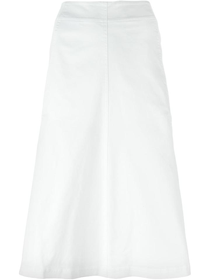T By Alexander Wang A-line Midi Skirt, Women's, Size: 8, White, Cotton/spandex/elastane/polyester