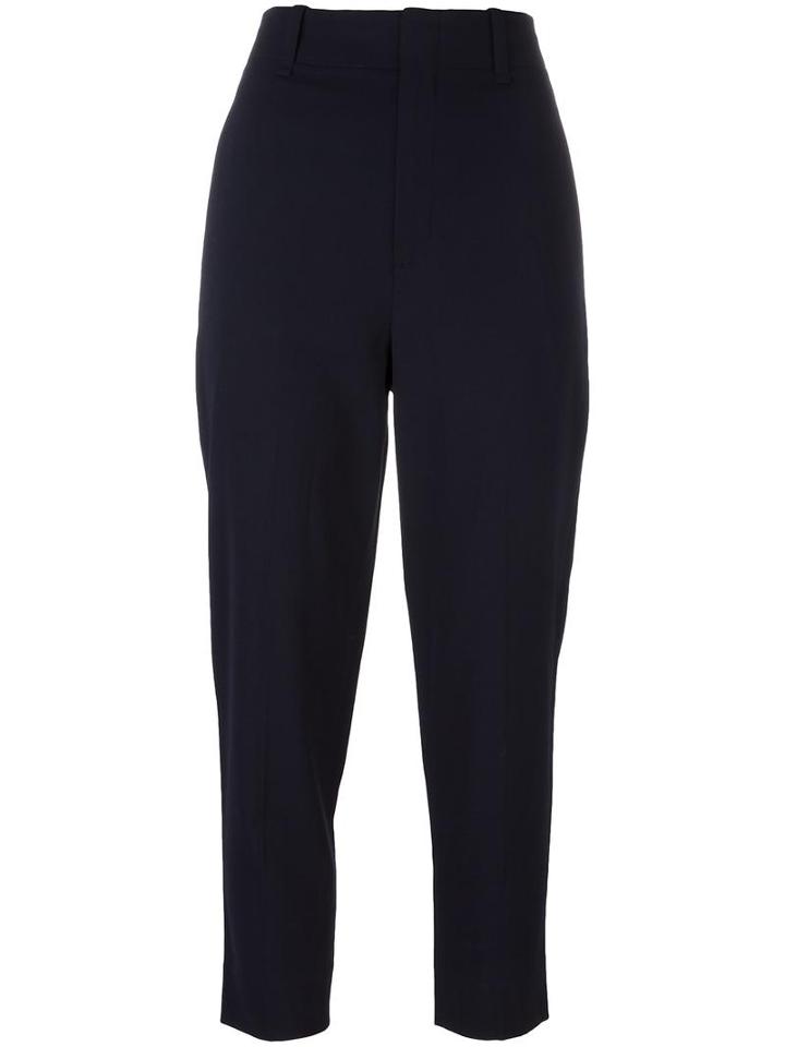 Vince Cropped Leg Trousers, Women's, Size: 2, Blue, Spandex/elastane/viscose