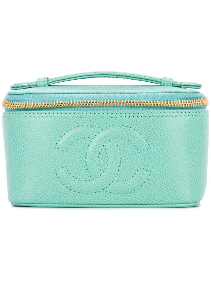 Chanel Vintage Cc Rectangular Cosmetic Bag - Green