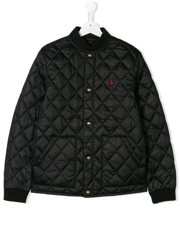 Ralph Lauren Kids Teen Logo Embroidered Quilted Jacket - Black