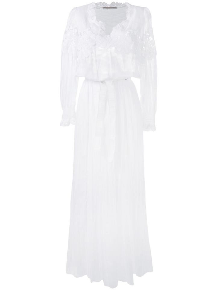 Ermanno Scervino - Longsleeve Belted Maxi Dress - Women - Cotton - 38, Women's, White, Cotton