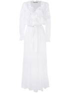 Ermanno Scervino - Longsleeve Belted Maxi Dress - Women - Cotton - 38, Women's, White, Cotton