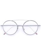 Thom Browne Eyewear Matte Silver Titanium Optical Glasses With Clear