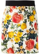 Fausto Puglisi Floral Print Mini Skirt, Women's, Size: 42, White, Silk/viscose/spandex/elastane/silk