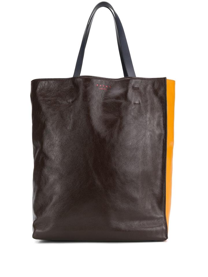 Marni Colour-block Tote Bag - Brown