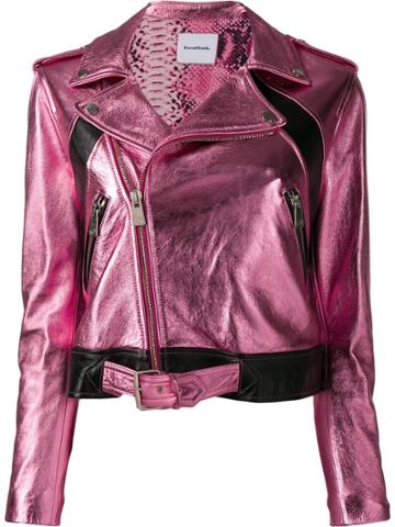 Coco Cloude Metallic Biker Jacket - Pink