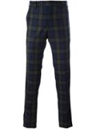 Pt01 Checked Tapered Trousers, Men's, Size: 48, Blue, Spandex/elastane/virgin Wool