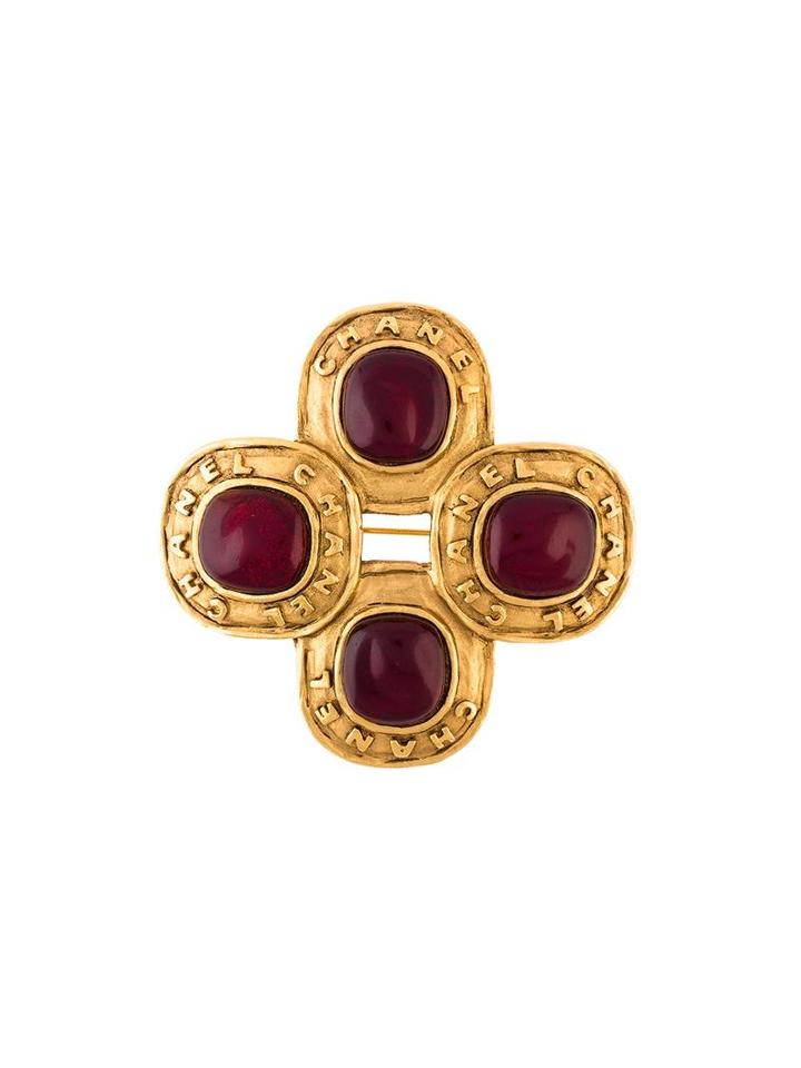 Chanel Vintage Four Leaf Brooch, Women's, Yellow/orange