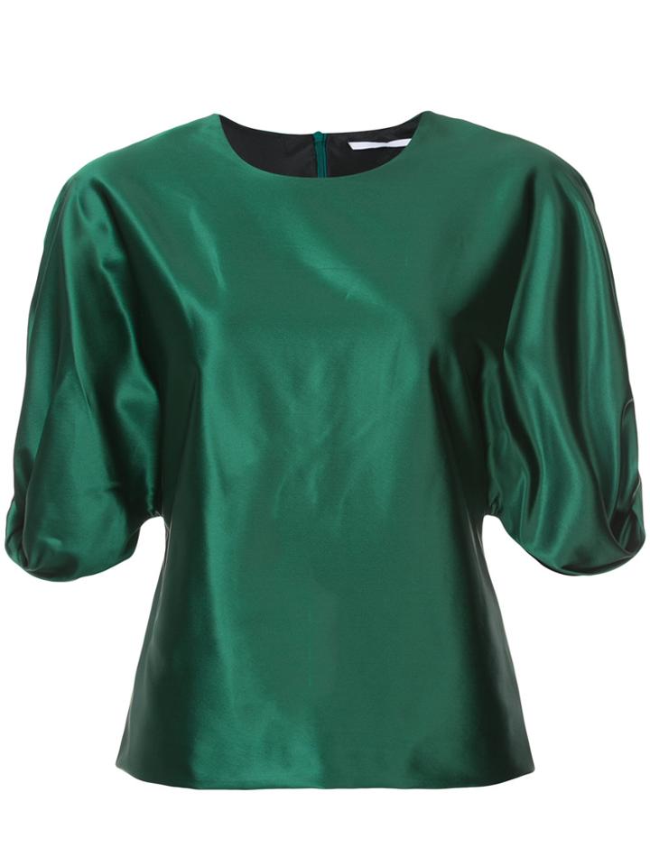 Rosetta Getty Twist Sleeve Satin Top - Green