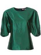 Rosetta Getty Twist Sleeve Satin Top - Green