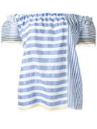 Lemlem - Striped Off-shoulder Blouse - Women - Cotton/acrylic - M, Blue, Cotton/acrylic