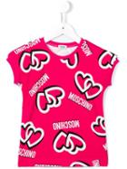 Moschino Kids - Interlocking Heart Print Logo T-shirt - Kids - Polyamide/spandex/elastane/viscose - 2 Yrs, Toddler Girl's, Pink/purple