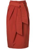 Estnation High-waisted Straight Skirt - Red