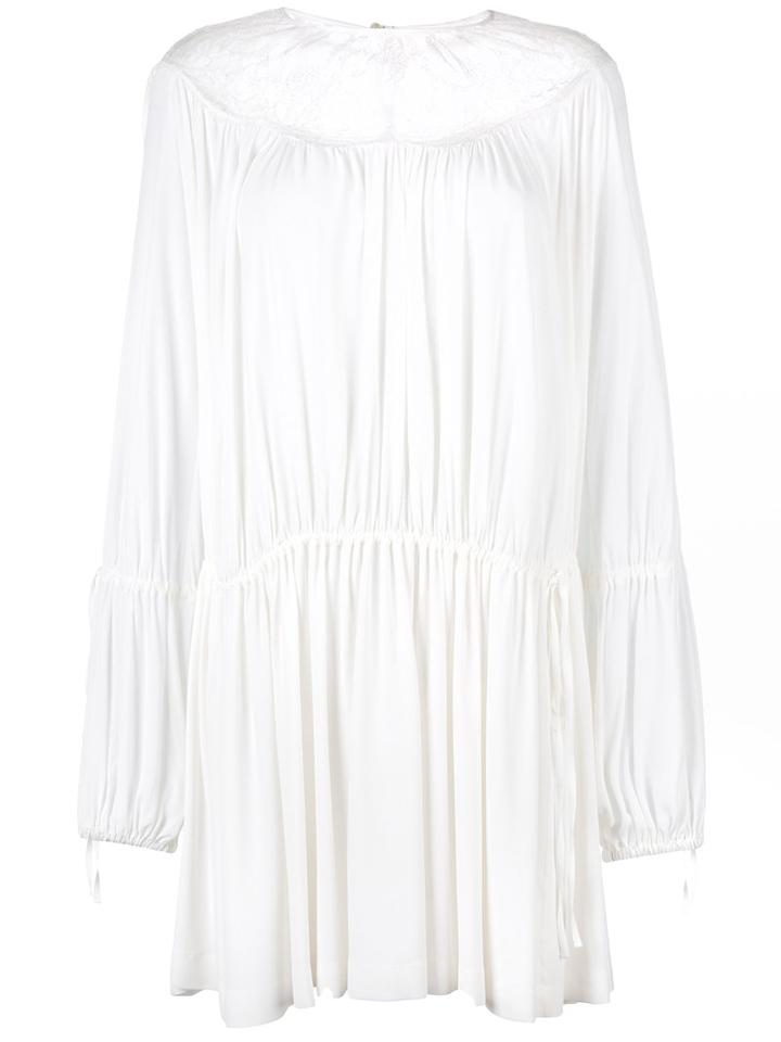 No21 - Lace Insert Dress - Women - Silk/acetate - 40, White, Silk/acetate