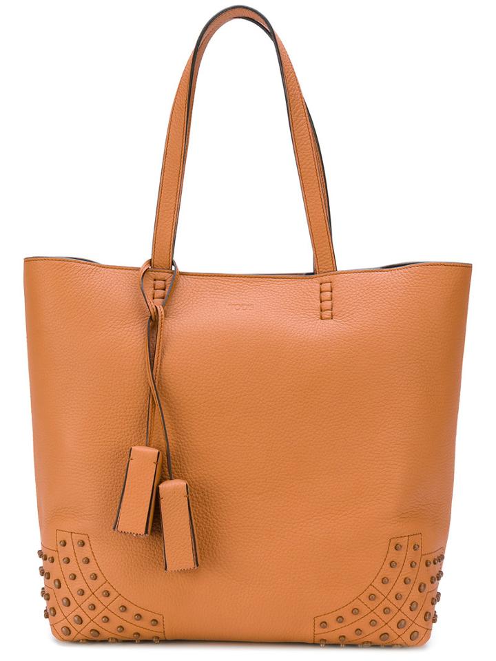 Tod's - Enamel Stud Tote Bag - Women - Leather - One Size, Yellow/orange, Leather