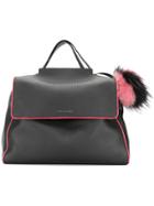 Orciani Pom Pom Soft Lined Tote - Black