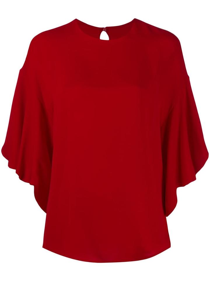 Valentino Frilled Tulip-sleeve Blouse - Red
