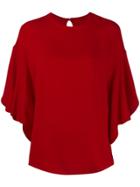 Valentino Frilled Tulip-sleeve Blouse - Red