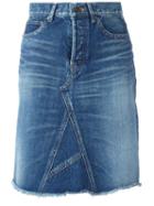 Saint Laurent A-line Denim Midi Skirt, Women's, Size: 25, Blue, Cotton