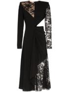 Givenchy Lace Insert Cut Out Midi Dress - Black