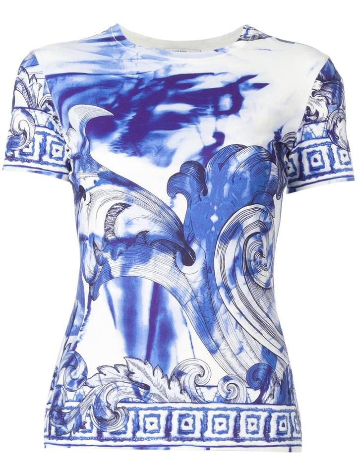 Versace Collection Printed T-shirt, Women's, Size: 40, Blue, Cotton