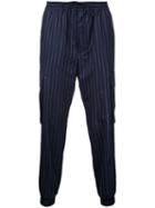 Juun.j Pin Striped Track Pants, Men's, Size: 48, Blue, Wool