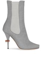 Burberry Stretch Wool Blend Peep-toe Boots - Grey