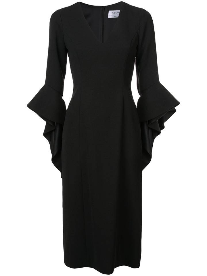 Prabal Gurung Ruffle Cuff V-neck Dress - Black