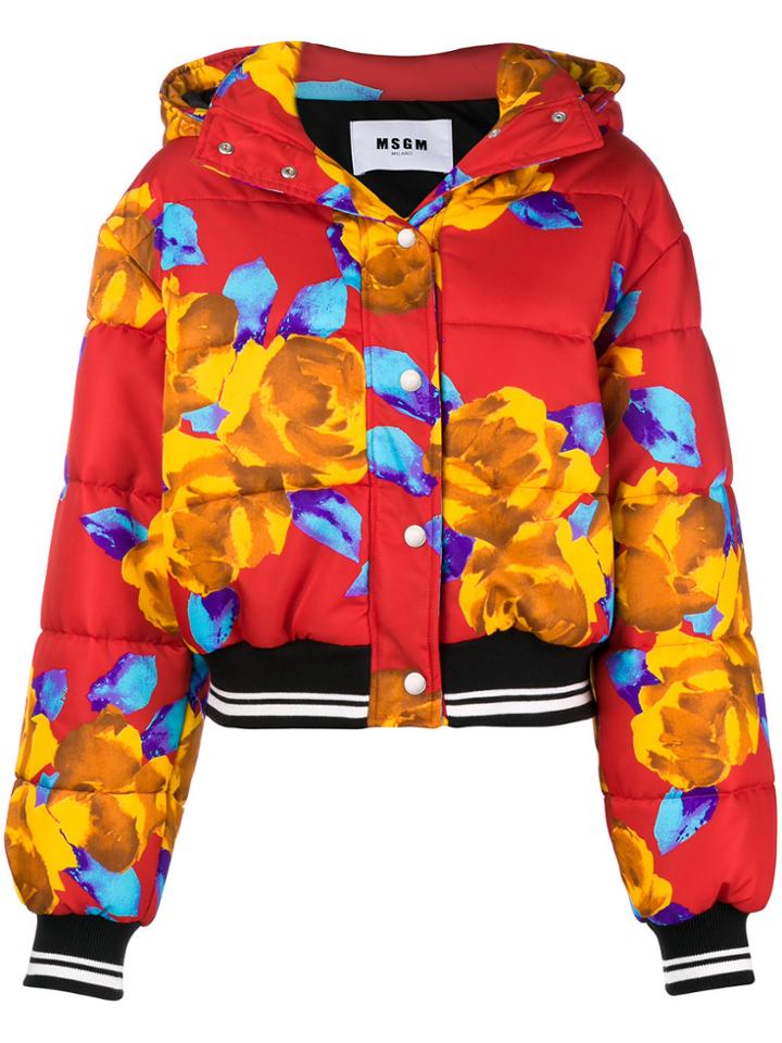 Msgm Hooded Oversized Puffer Jacket - Red