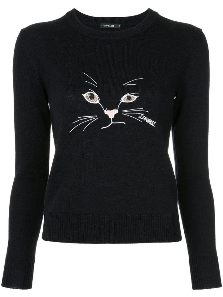 Loveless Cat Face Jumper - Black