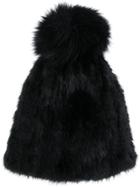 Yves Salomon Accessories Knitted Pom Pom Hat - Black