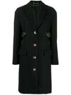Versace Buckle Embellished Single-breasted Coat - Black