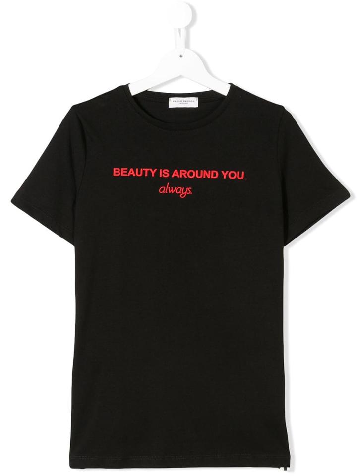 Paolo Pecora Kids Beauty Slogan T-shirt - Black