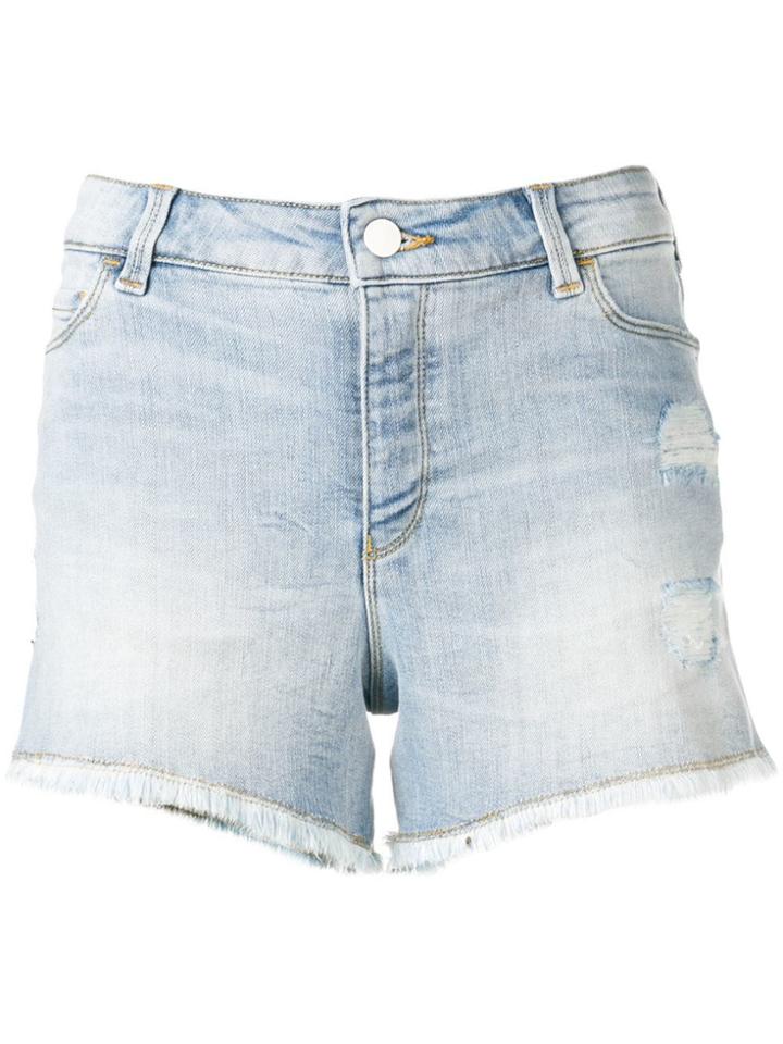 Emporio Armani Frayed Denim Shorts - Blue