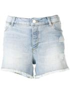 Emporio Armani Frayed Denim Shorts - Blue