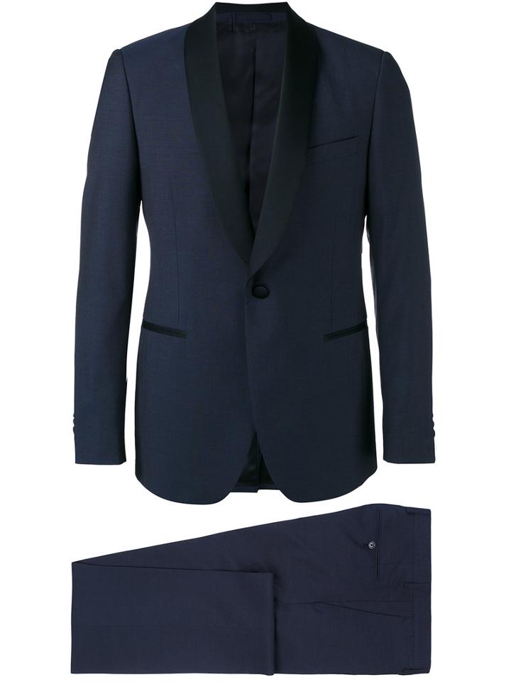 Lardini Shawl Lapel Two-piece Suit, Men's, Size: 50, Blue, Cotton/wool/cupro/viscose