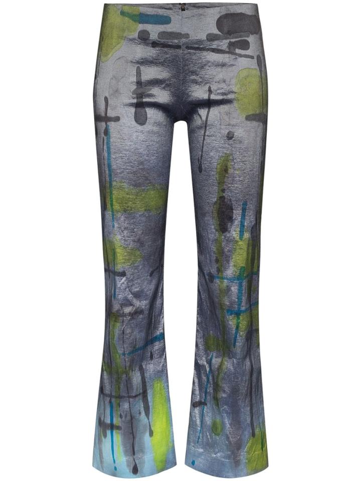Collina Strada Mariposa Cropped Tie-dyed Trousers - Grey