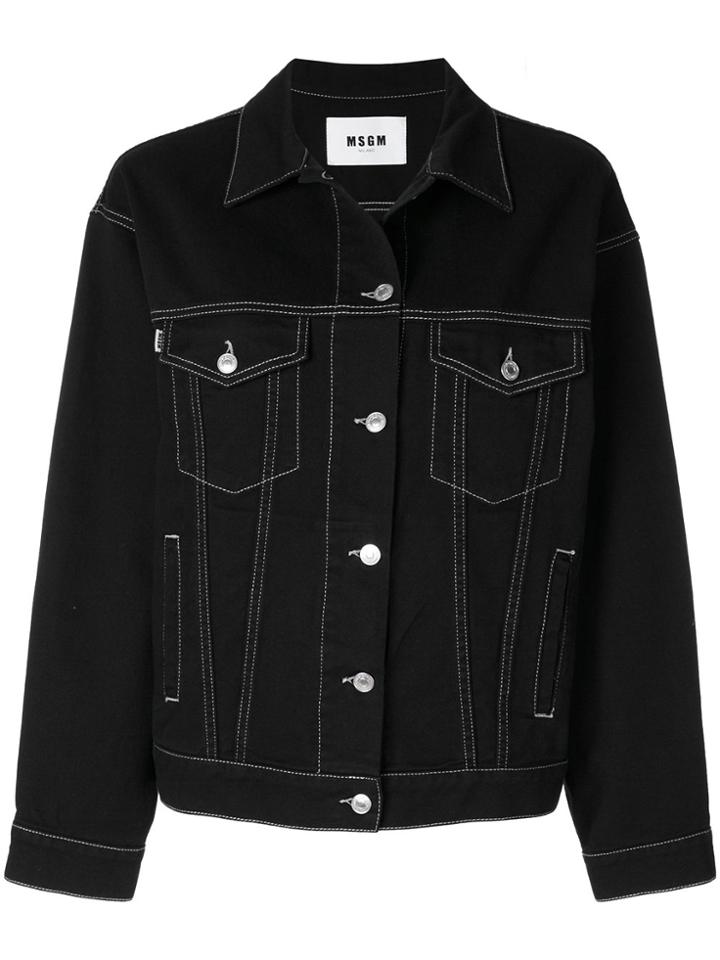 Msgm Rear Logo Denim Jacket - Black