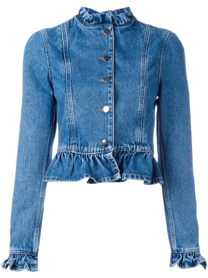 J.w.anderson Ruffled Denim Jacket, Women's, Size: 8, Blue, Cotton