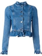 J.w.anderson Ruffled Denim Jacket, Women's, Size: 8, Blue, Cotton