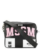 Msgm Iconic Logo Print Shoulder Bag - Black