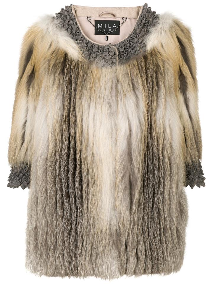 Cara Mila Roxanne Fur Coat - Nude & Neutrals