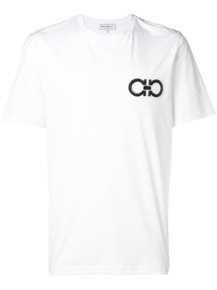 Salvatore Ferragamo Double Gancio Embroidered T-shirt - White